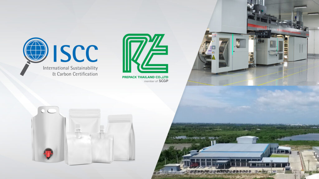 SCGP Prepack Thailand Co., Ltd. is a flexible packaging company for direct food contact that can use PCR (Post-Consumer Recycled Resin) plastic pellet from ISCC certified manufacturers as raw materials with a reliable internal system to control every step of production, starting from raw material procurement process, checking and controlling usage of raw materials though out the process including sales and delivery. Consumers can be confident with the quality and recycled content of Prepack’s products that can be traced at every step, according to the principle of mass balance. This certification enables Prepack Thailand Co., Ltd. to respond to customers in food industry who require a certain recycled content in packaging.